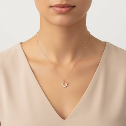 Rose Plated Ü Letter Women's Silver Necklace