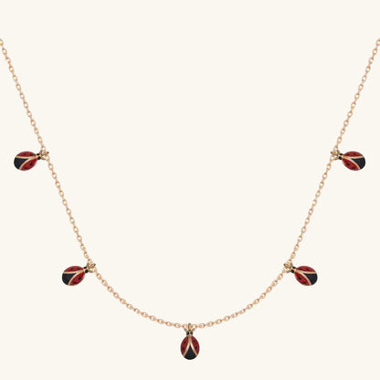 Ladybug Luck Rose Plated Women's Silver Necklace