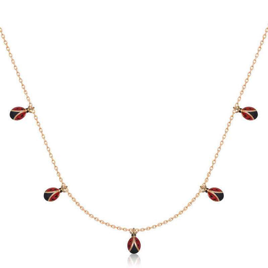 Ladybug Luck Rose Plated Women's Silver Necklace