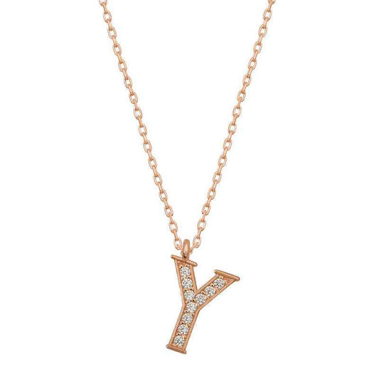 Rose Plated Y Letter Women's Silver Necklace
