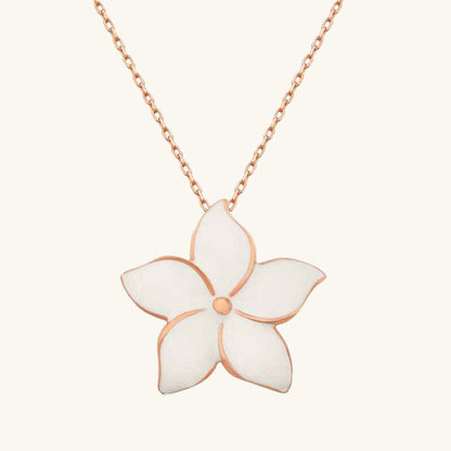Rose Gold Plated Jasmine Flower Women's Silver Necklace