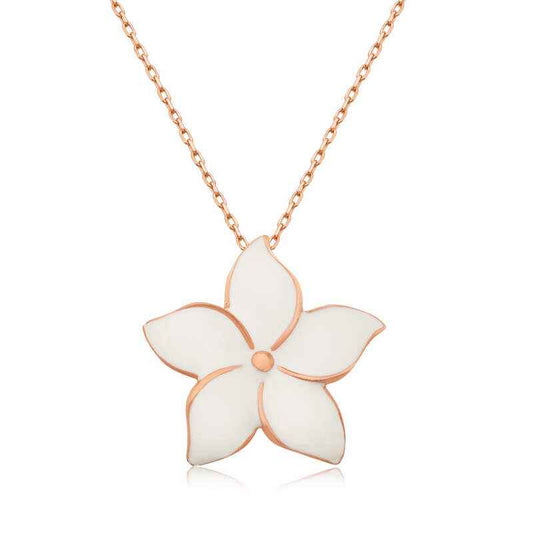 Rose Gold Plated Jasmine Flower Women's Silver Necklace