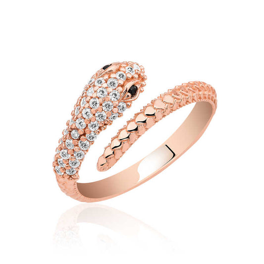 Bague serpent en argent plaqué rose