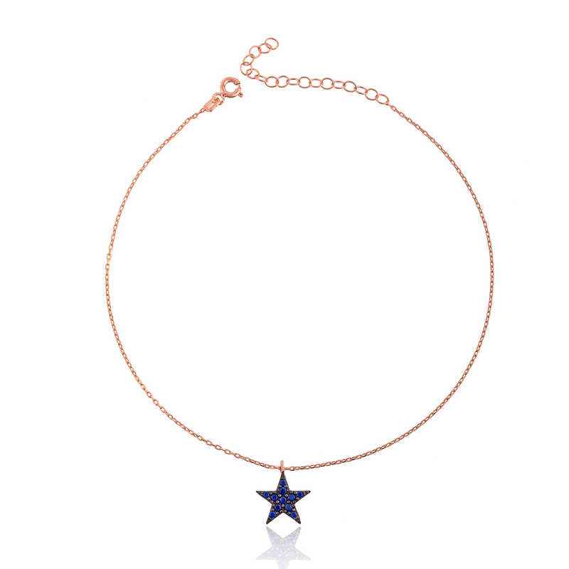 Star Women's Rose Plated Silver Anklet