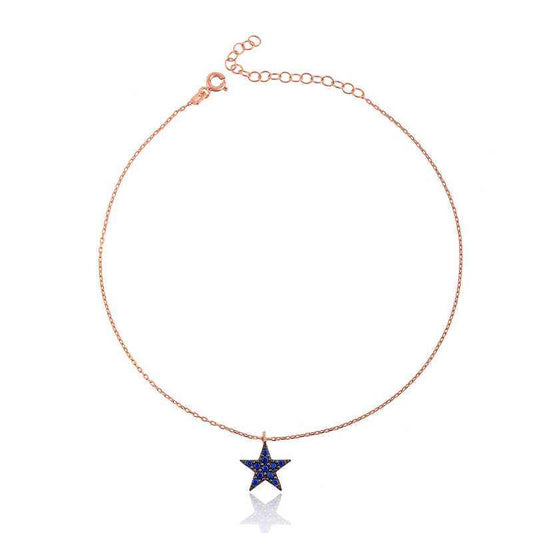 Star Women's Rose Plated Silver Anklet