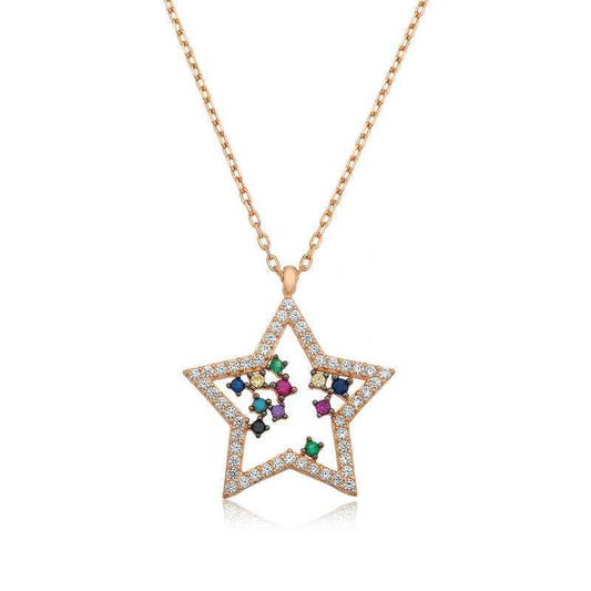 Star Women's Rose Gold Plated Silver Necklace