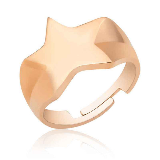 Rose Plated Star Pinky Silver Ring