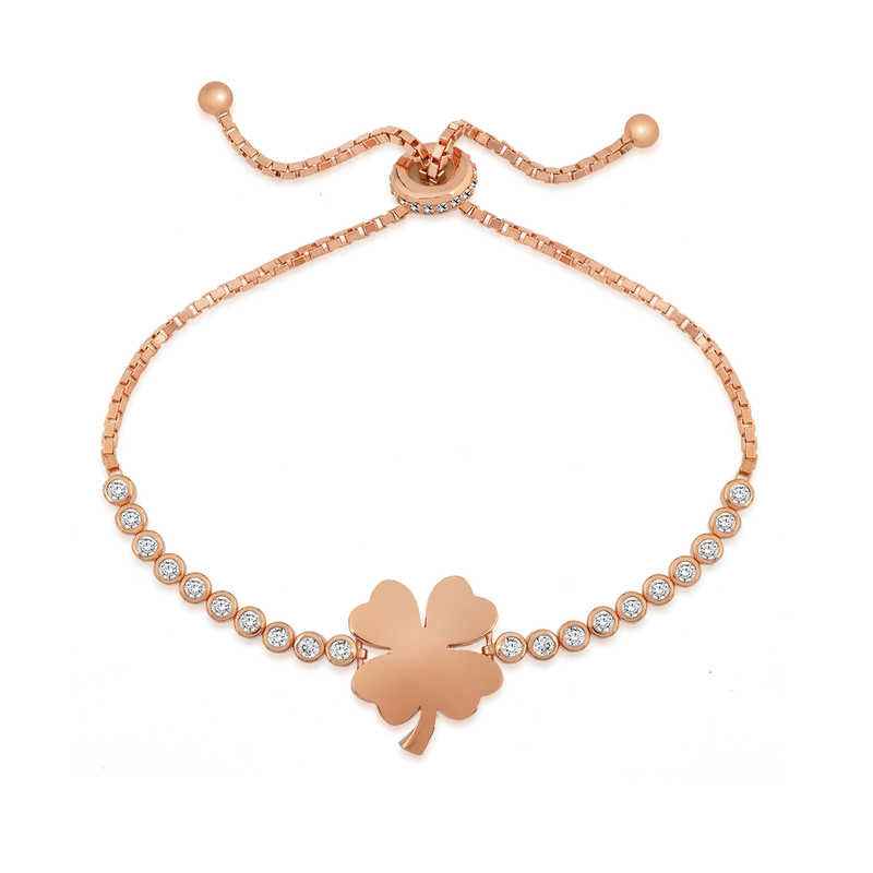 Rose Plated Clover Elevator Women's Silver Bracelet