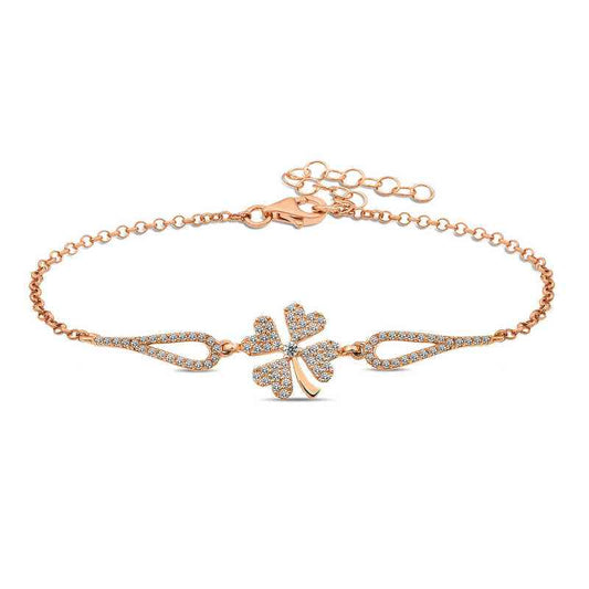 Rose Plated Clover Silver Bracelet