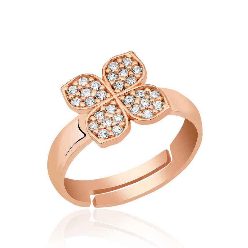 Rose Plated Windmill Flower Silver Ring