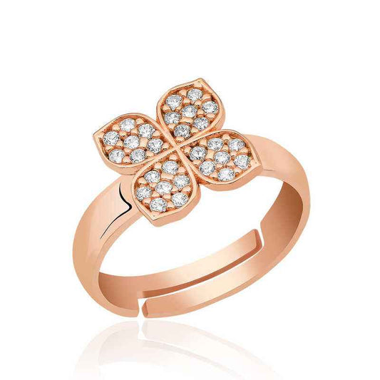 Rose Plated Windmill Flower Silver Ring