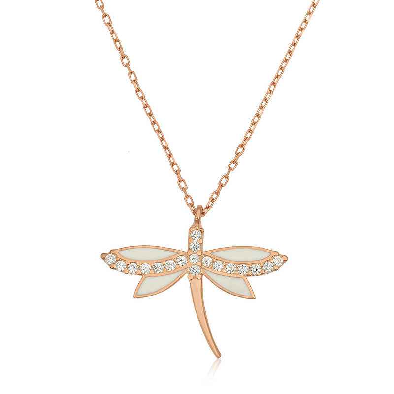 Rose Plated Dragonfly Women's Silver Necklace