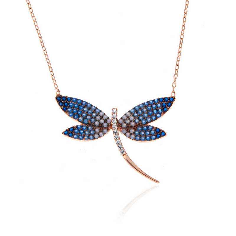 Rose Plated Dragonfly Women's Silver Necklace