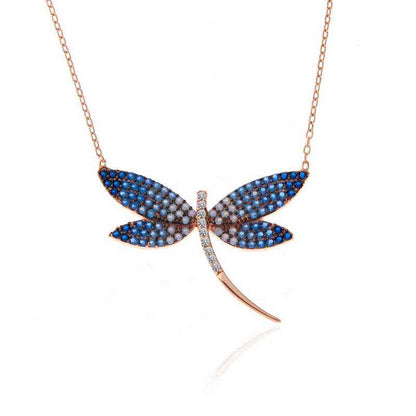 Rose Plated Dragonfly Women's Silver Necklace