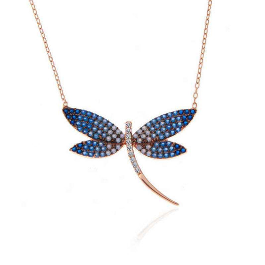 Rose Plated Dragonfly Women's Silver Necklace