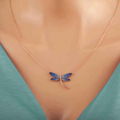 Rose Plated Dragonfly Women's Silver Necklace