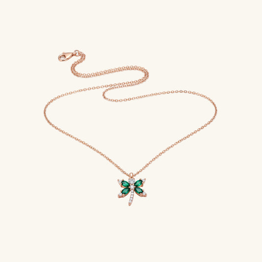 Rose Plated Dragonfly Women's Silver Pendant