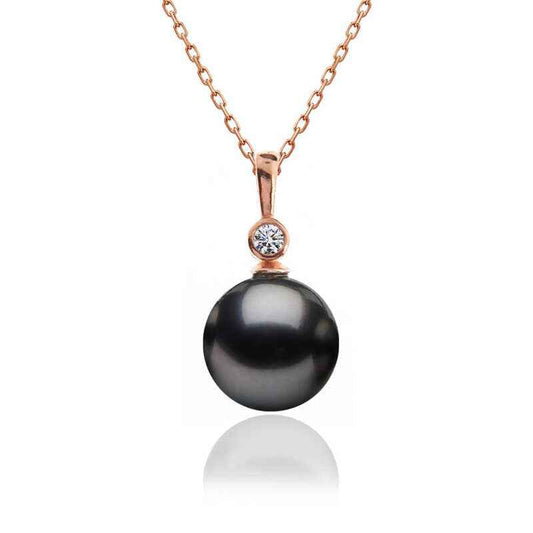 Round Pearl Rose Plated Women's Silver Necklace