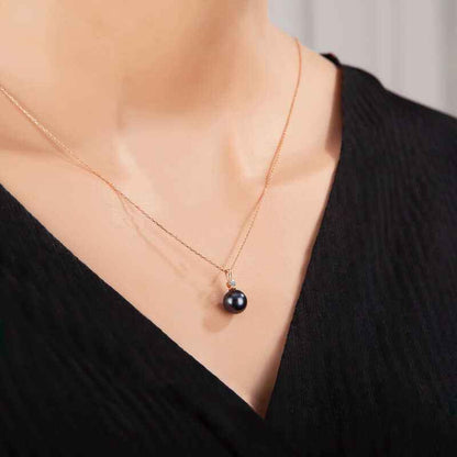 Round Pearl Rose Plated Women's Silver Necklace