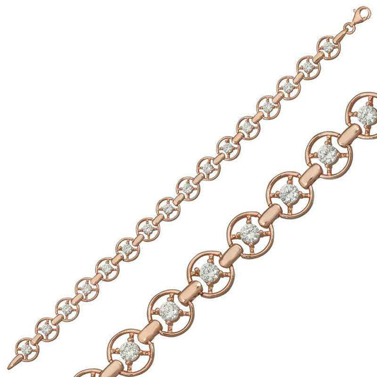 Round Waterway Rose Plated Women's Silver Bracelet