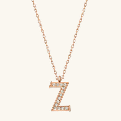 Rose Plated Z Letter Women's Silver Necklace