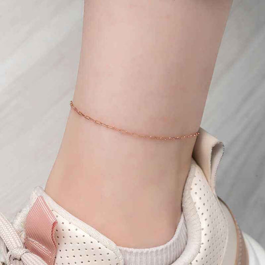 Rose Plated Chain Pattern Women's Silver Anklet