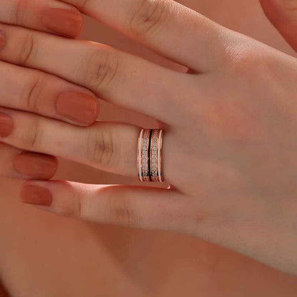 Rose Zircon Stone Women's Silver Ring
