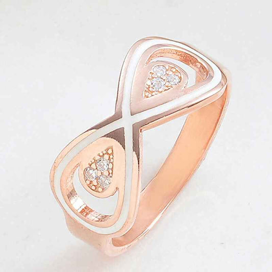 Rose Zircon Stone Infinity Women's Silver Ring