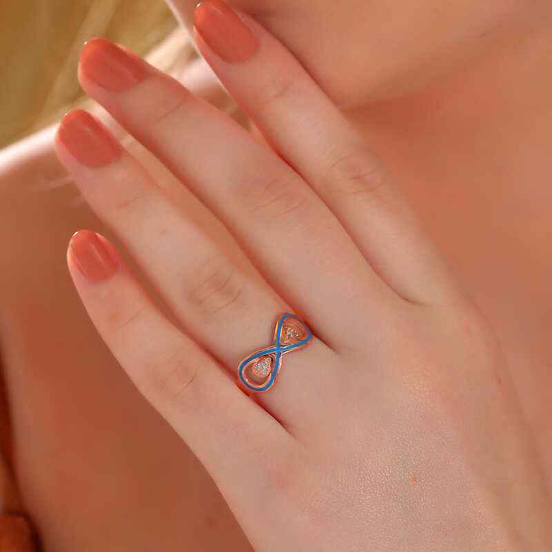 Rose Plated Zircon Stone Infinity Women's Silver Ring