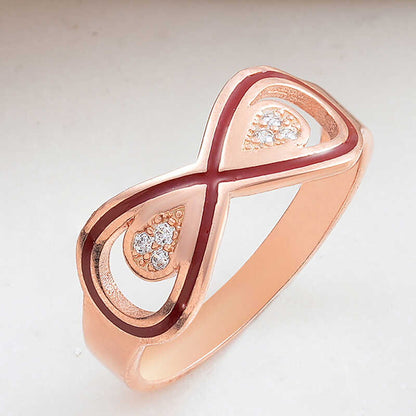 Bague en argent plaqué or rose avec pierre de zircone infini pour femme