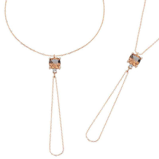 Rose Plated Zultanite Stone Square Silver Shahmaran