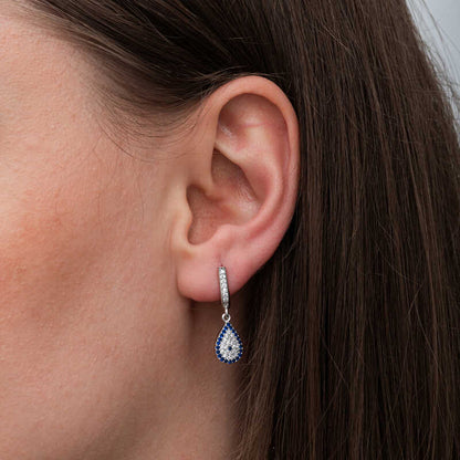 Boucles d'oreilles pendantes en argent pour femme, motif mauvais œil