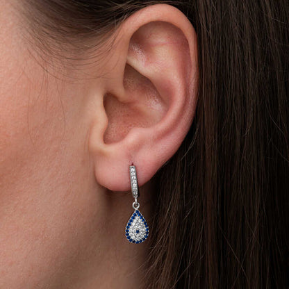 Boucles d'oreilles pendantes en argent pour femme, motif mauvais œil