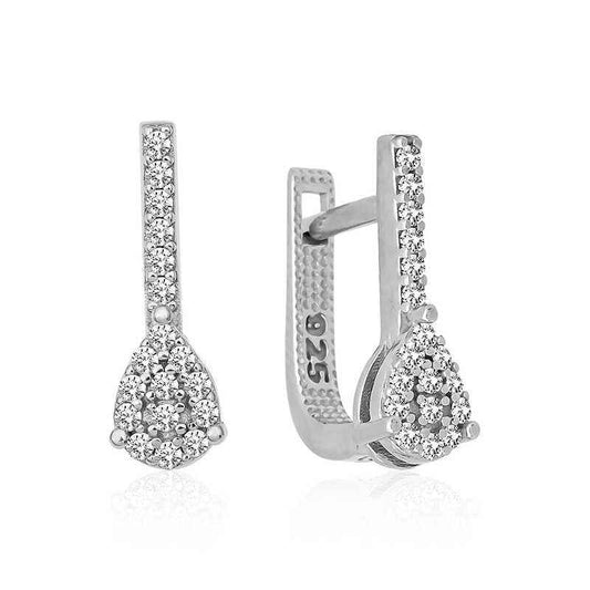 Dangle Drop Stone Silver Earrings