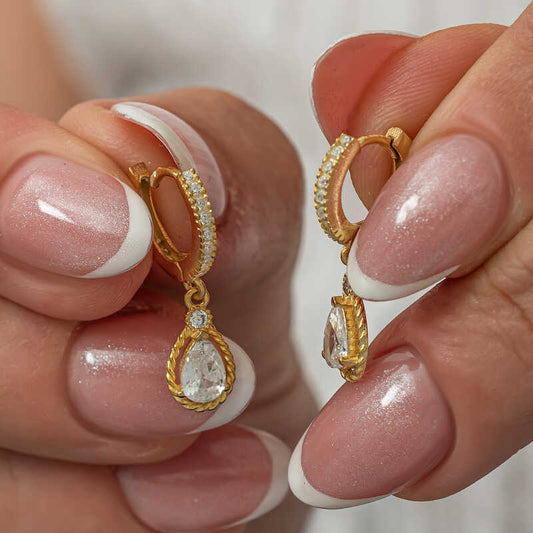 Gold Plated Dangle Drop Women's Silver Earrings