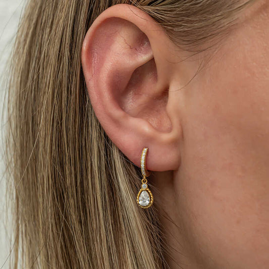 Gold Plated Dangle Drop Women's Silver Earrings