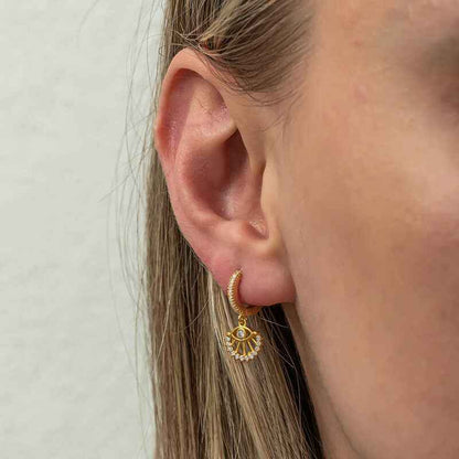 Gold Plated Dangling Eye Women's Silver Earrings