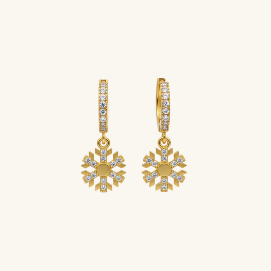 Gold Plated Snowflake Dangle Women's Silver Earrings