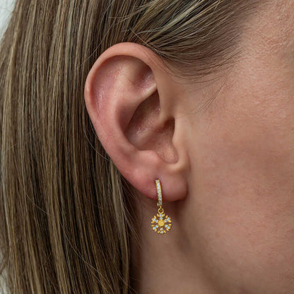 Gold Plated Snowflake Dangle Women's Silver Earrings
