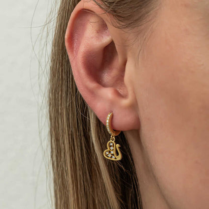 Gold Plated Swan Dangle Women's Silver Earrings