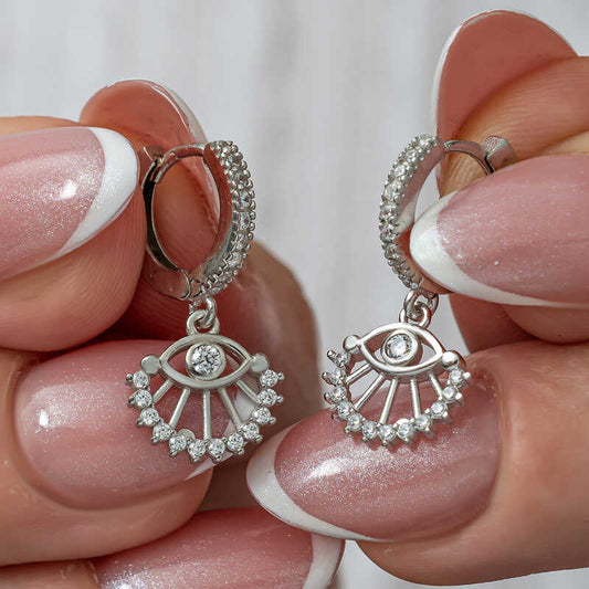 Dangling Eye Women's Silver Earrings