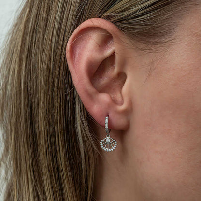 Dangling Eye Women's Silver Earrings