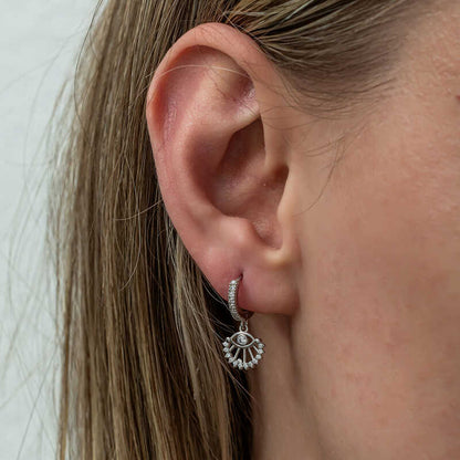 Dangling Eye Women's Silver Earrings