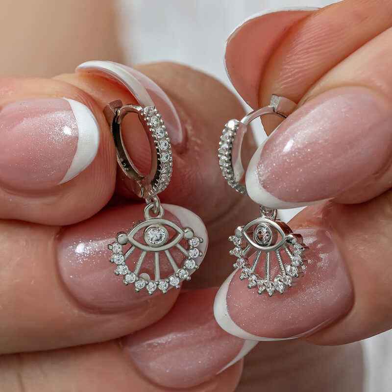 Dangling Eye Women's Silver Earrings