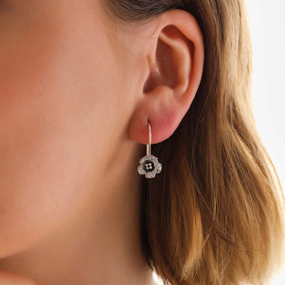 Dangling Rose Women's Silver Earrings