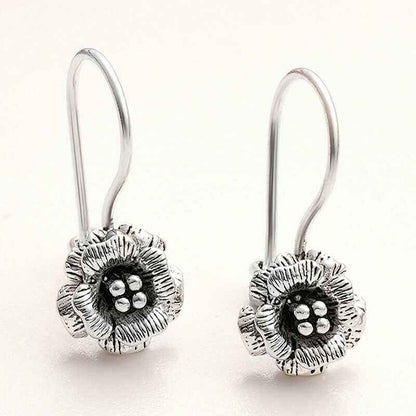 Dangling Rose Women's Silver Earrings