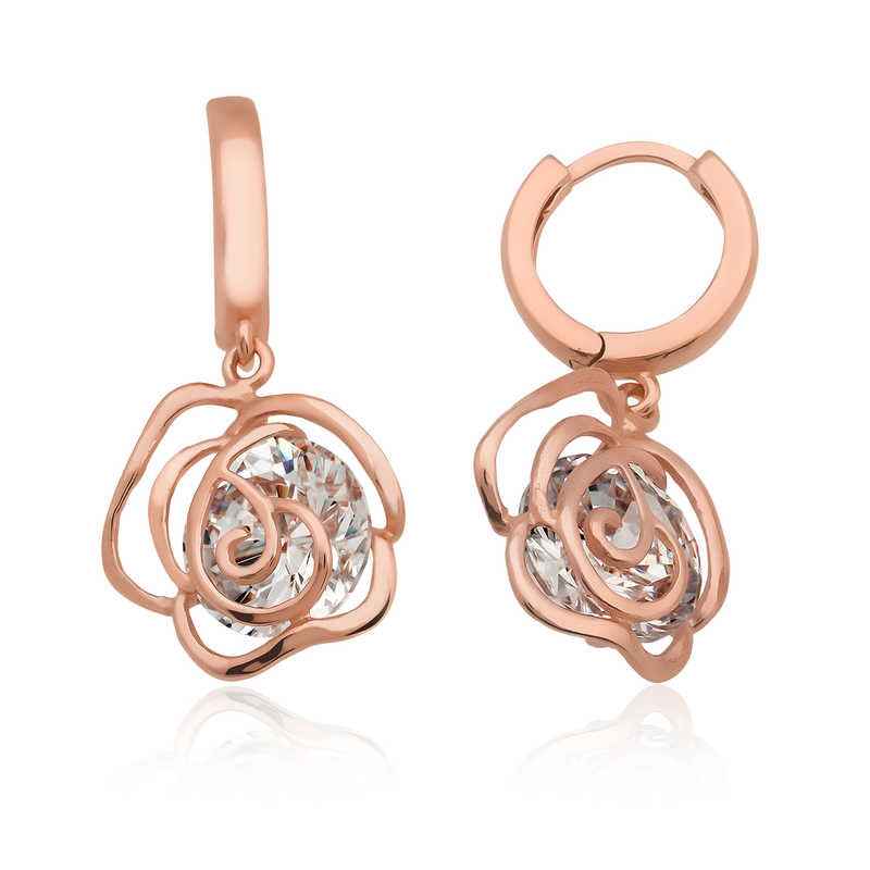 Rose Dangle Silver Earrings