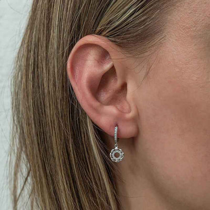 Dangling Hoop Women's Silver Earrings