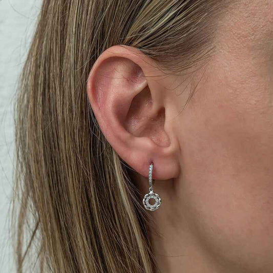 Dangling Hoop Women's Silver Earrings