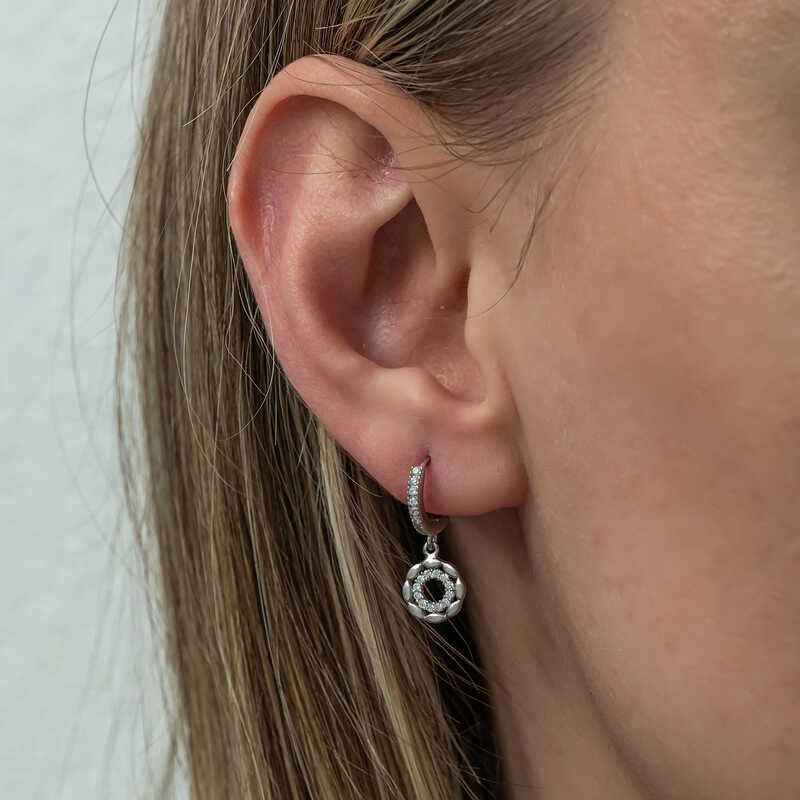 Dangling Hoop Women's Silver Earrings